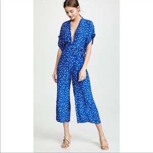 Faithfull The Brand La Villa Floral Jumpsuit Cobalt Betina Floral Size 4 Small